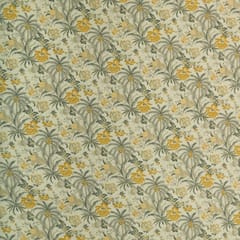 Vanilla White and Yellow Floral-Print Crepe Fabric