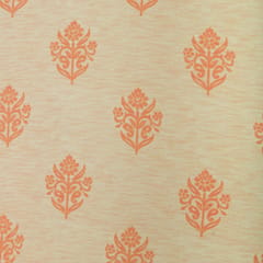 Cream and Peach Floral-Print Crepe Fabric