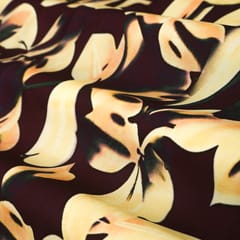Burgundy and Cream Floral-Print Crepe Fabric