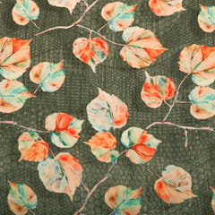 Shadow Black and Pink Floral-Print Crepe Fabric