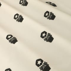 White and Black Print Crepe Fabric