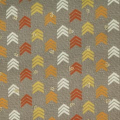 Ash Grey Print Satin Sequence Fabric