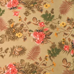 Beige and Yellow Floral Print Georgette Fabric