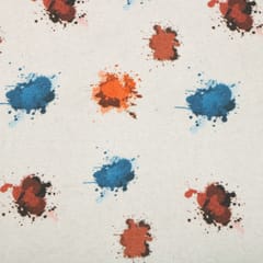 White and Blue Print Georgette Fabric
