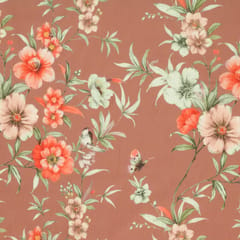Sienna Brown and Pink Floral Checkered Kota Print