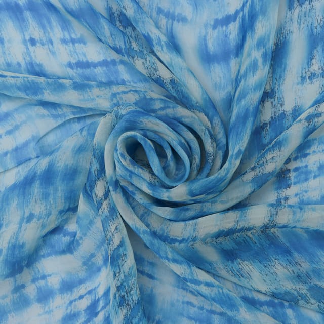 Sky Blue Print Organza Fabric