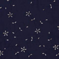 Cobalt Blue ChanderiSequins Flower Pattern Voil Embroidery Fabric