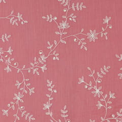 bubblegum Pink Chanderi Thread Embroidery Fabric