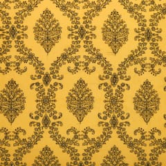 Fire Yellow Chanderi Threadwork Embroidery Fabric
