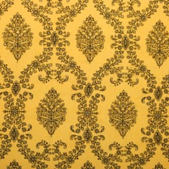 Fire Yellow Chanderi Threadwork Embroidery Fabric