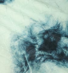 Ice Blue Tie Dye Pattern Silk Chanderi Threadwork Embroidery Fabric