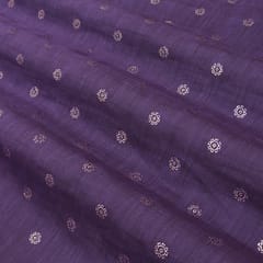 Purple Chanderi Booti Silver Zari Embroidery Fabric