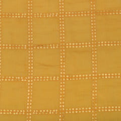Mustard Chanderi sequins Embroidery Fabric