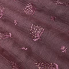 Mauve Katan Chanderi Sequins Embroidery Fabric