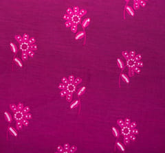 Purple Chanderi Flower Sequins Embroidery Fabric