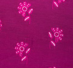Purple Chanderi Flower Sequins Embroidery Fabric