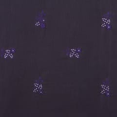 Black Chanderi Motif Sequins Embroidery Fabric