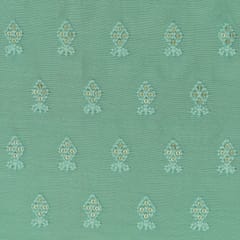 Powder Green Cotton Sequins Embroidery Fabric