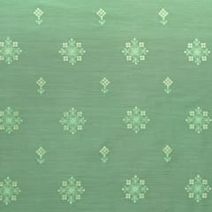 Pale Green Chanderi Threadwork Sequins Embroidery Fabric