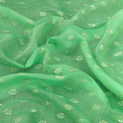 Medium Spring Green Chanderi Sequins Embroidery Fabric