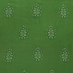 Forest Green Chanderi Sequin Embroidery Fabric