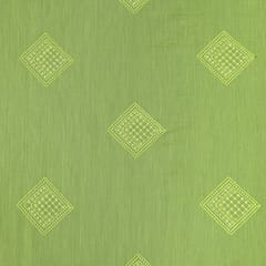 Pastel Green Chanderi Golden Sequin Threadwork Embroidery Fabric