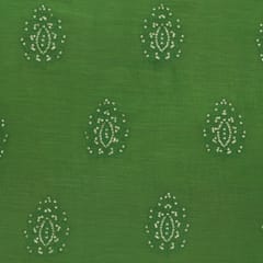 Forest Green Chanderi Sequin Embroidery Fabric