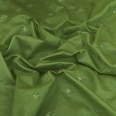 Green Chanderi Booti Sequins Embroidery Fabric