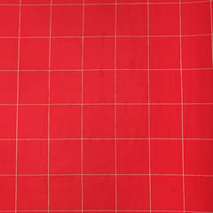 Red Chanderi Check Embroidery Fabric
