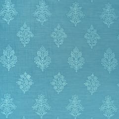 Light Sky Blue Chanderi Threadwork Embroidery Fabric