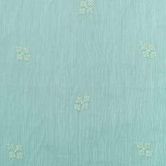 Cyan Blue Cotton Chanderi Motif Embroidery Fabric