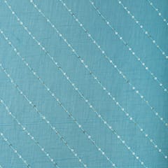 Deep Sky Blue Chanderi Sequins Embroidery Fabric