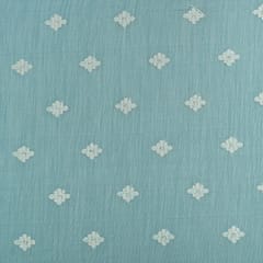 Powder Blue Cotton Chanderi Motif Embroidery Fabric