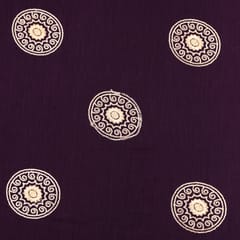 Traditional Look Circular Embroidery on Beautifull Purple Chanderi Fabric