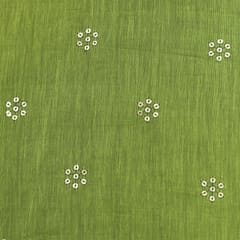 Sheen Green Chanderi Booti Sequins Embroidery Fabric