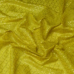 Parrot Green Chanderi Sequins Embroidery Fabric