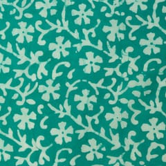 Sea Green Cotton Floral Batik Print Fabric