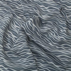 Grey Muslin Flowy Stripe Pattern Print Fabric