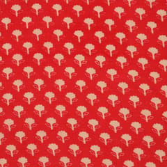 Blood Red Muslin Floral Pattern Print Fabric