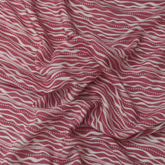 Dark Pink Muslin Flowy Stripe Discharge Print Fabric