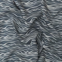 Iron Grey Muslin Flowy Stripe Discharge Print Fabric