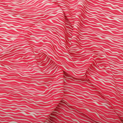 Hot Pink Muslin Flowy Stripe Pattern Print Fabric