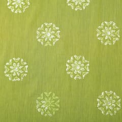 Mint Green Chanderi Silk Floral Sequin Embroidery Fabric