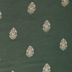 Coin Grey Chanderi Golden Thread Motif Embroidery Fabric