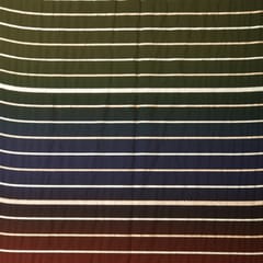 Cobalt Blue , Red & Moss Green Organza Stripe Gota Work Fabric