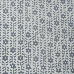 Grey Cotton Floral Batik Print Fabric