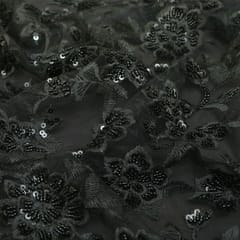 Shadow Black Heavy Floral Net Embroidery