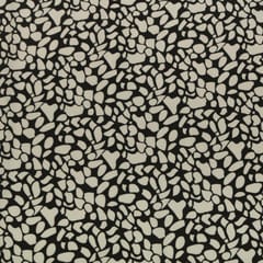 Pearl White and Black Abstract Print Art Crepe Fabric