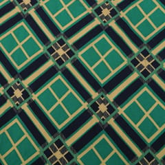 Blue Multitoned Check Print Crepe Fabric