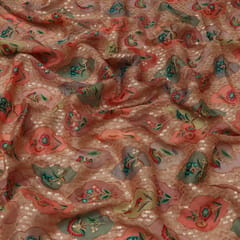 Flamingo Beach Shimmer Chinon Embroidery Fabric